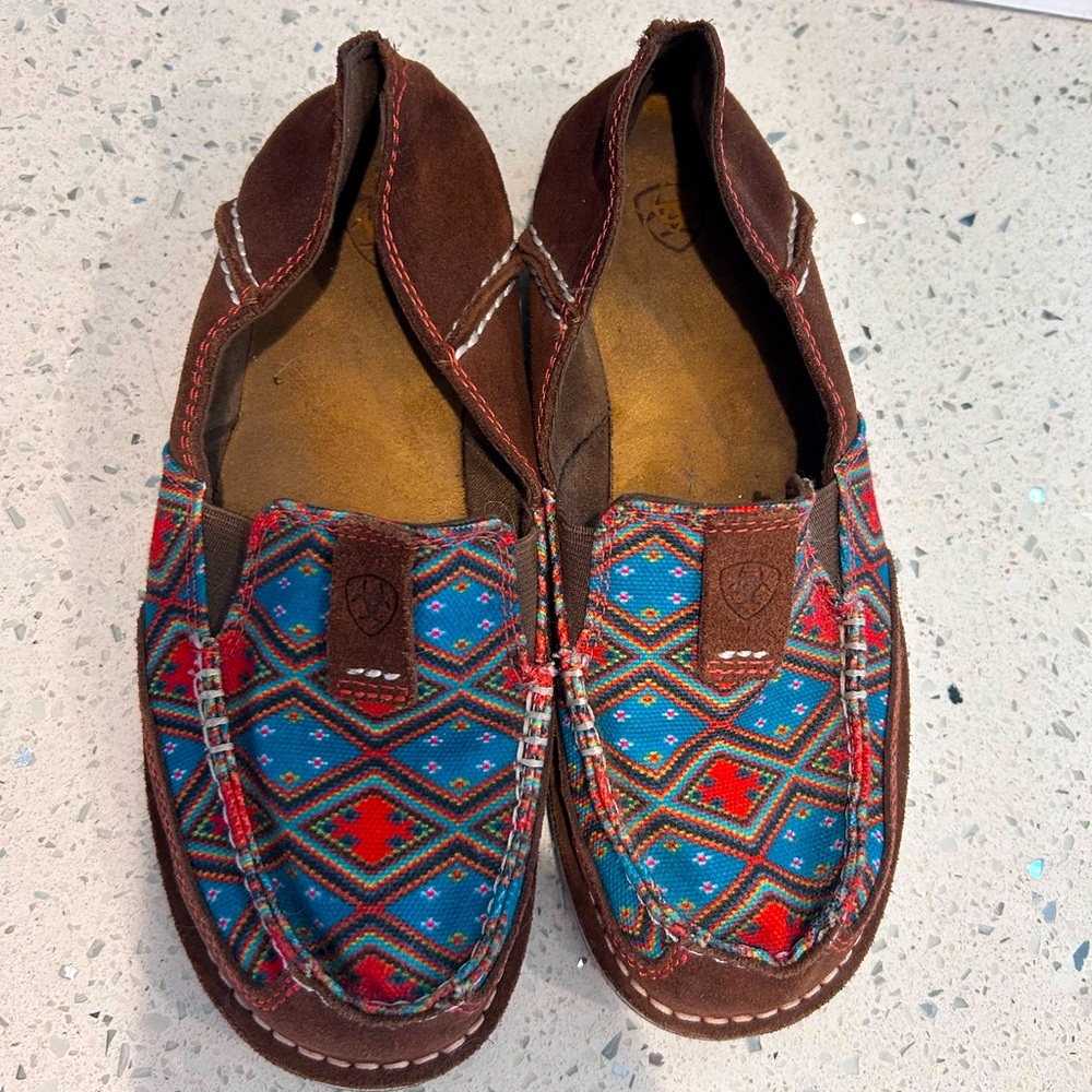 Ariat women’s brown Aztec suede western slip on casual cruiser